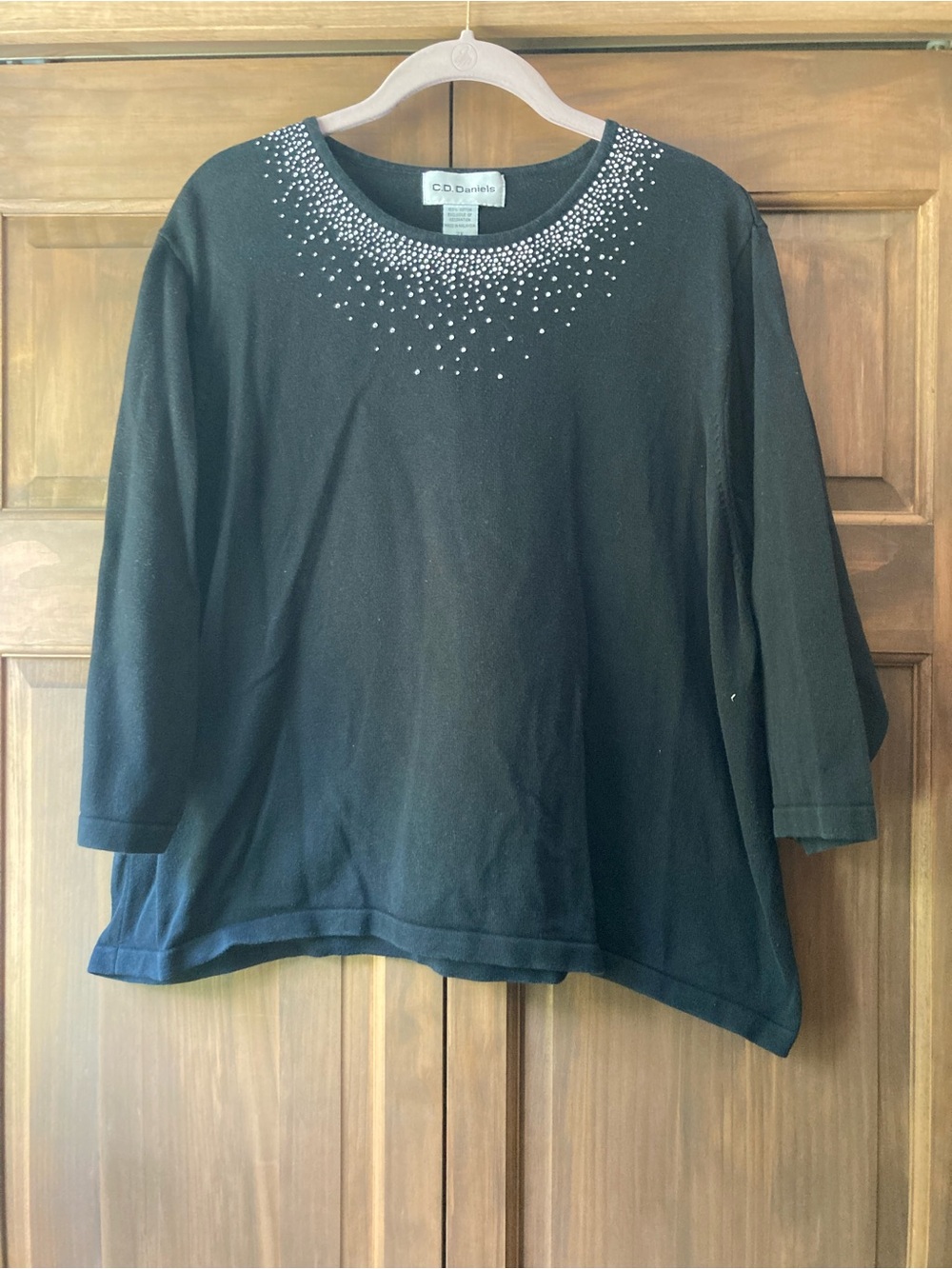 5/$15 CD Daniels Casual Black 3/4 Sleeve Shirt 2X